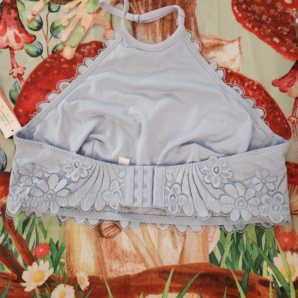 Colsie Light Blue Lace Halter Top Bralette - Picture 8 of 8